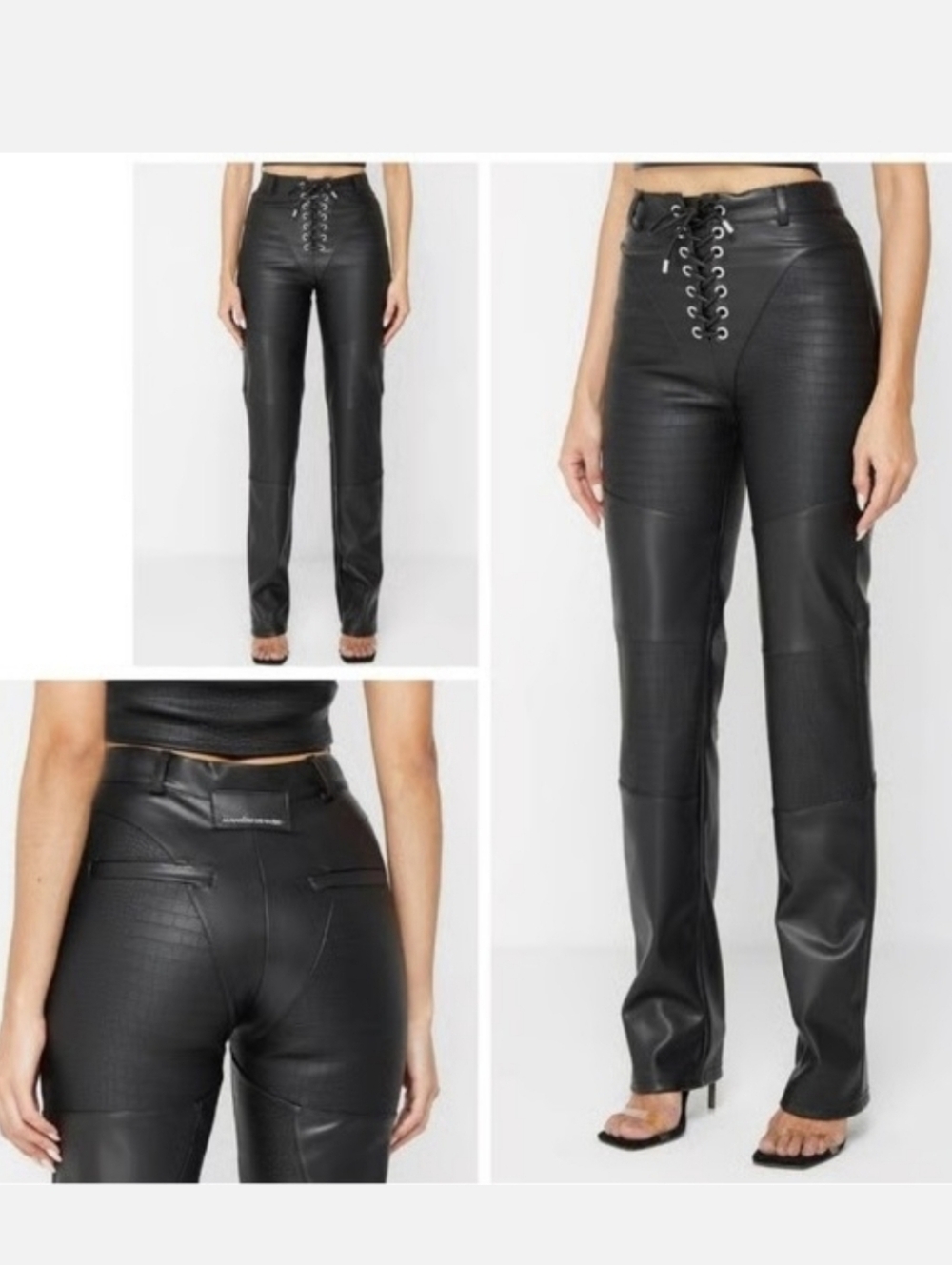 Maniere De Voir Seren Croc Embossed Lace Up Trousers Size 8